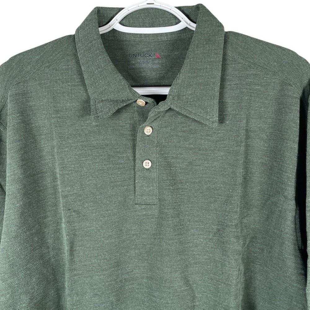 UNTUCKit Dao Long Sleeve Polo Shirt Mens XL Regular Green Cotton Blend Knit NEW